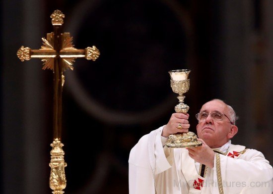 Saint Pope Francis Holding Liturgy Glass