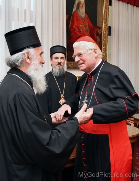 Serbian Patriarch Irinej meets Cardinal Angelo Scola