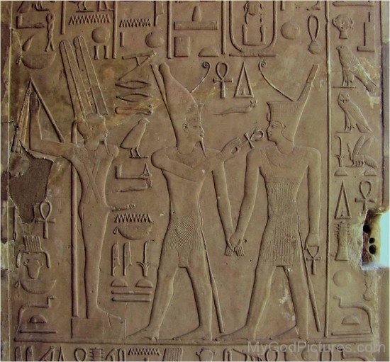 God Atum Sculpture On Wall-kj508