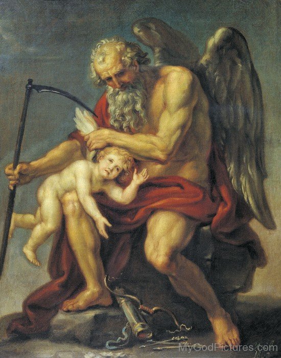 God Saturn With Angel