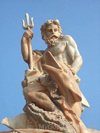Greek God Poseidon With Dolphin