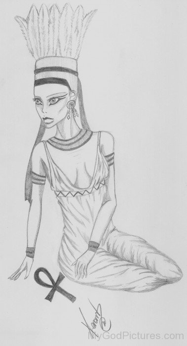 Pencil Sketch Of Goddess Anuket-pl96