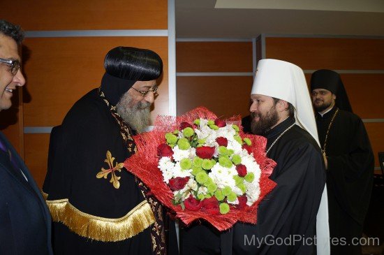 Pope Tawadros II Holding Flowers