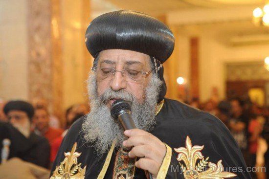 Pope Tawadros II Holding Mic