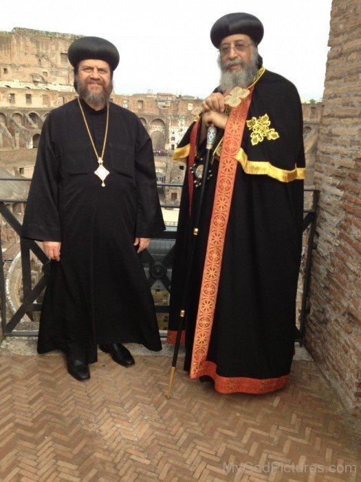 Pope Tawadros II With Bishop Serapion