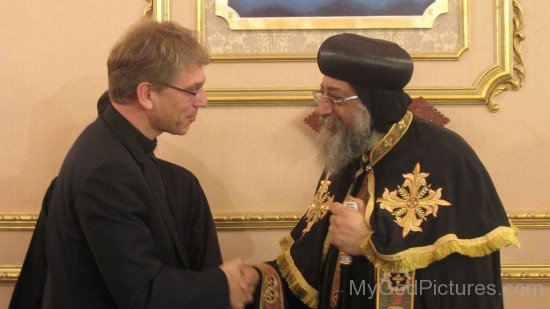 Pope Tawadros II With General Secretary Of Egypt