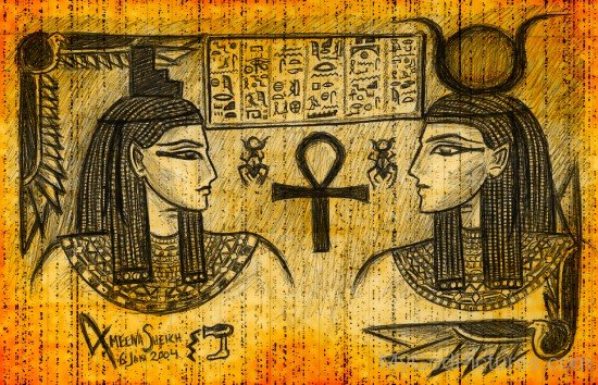 Portrait Of Goddess Hathor And Isis-jk227