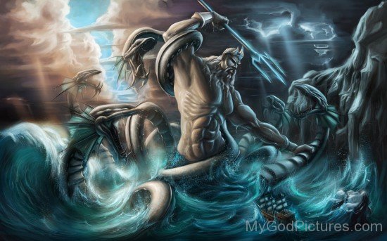 Poseidon Fighting With Sea Monster