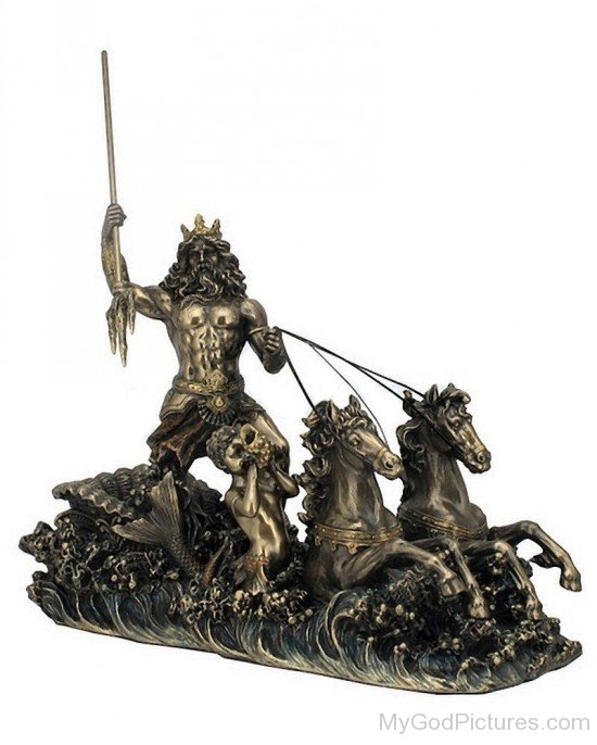 Poseidon God Metal Statue