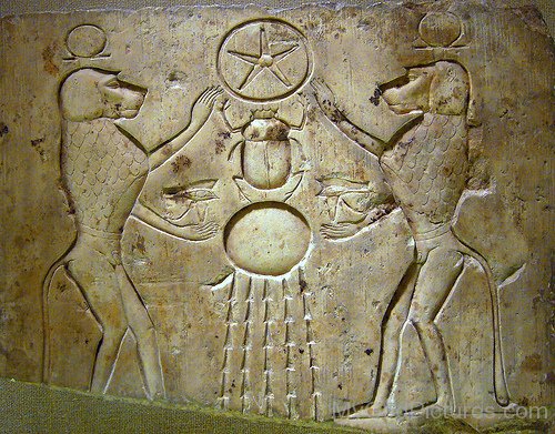 Relief Panel Of Baboons Honoring The God Khepri-lk924