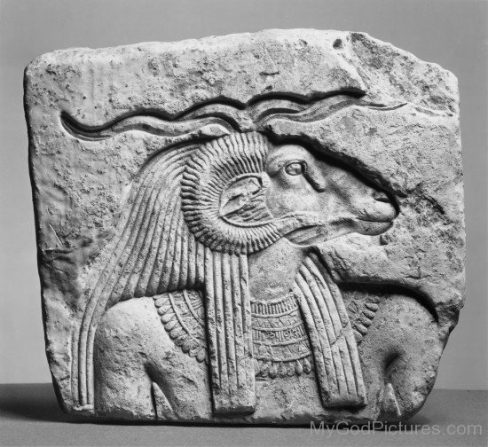 Sculpture Of Khnum On Stone-fg812