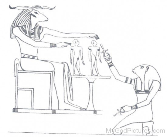 Sketch Of Goddess Heqet And God Khnum-ty212