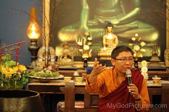 Tsoknyi Rinpoche Holding Mic