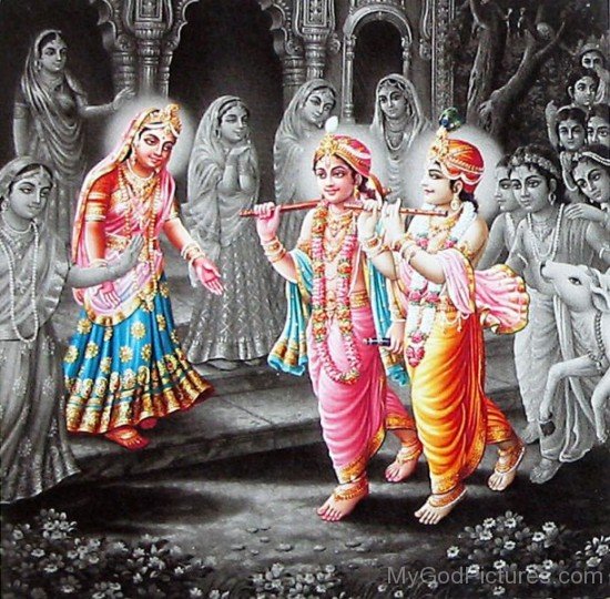 Balarama,Krishna And Radha With Gopis-fb508