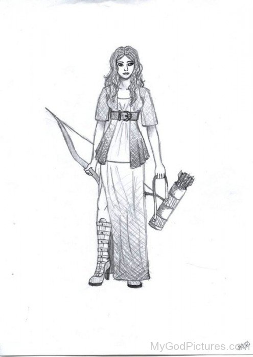 Drawing Of Goddess Diana-vc111