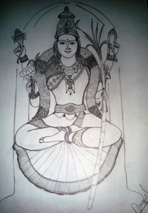 Drawing Of Goddess Kamakshi-ty201