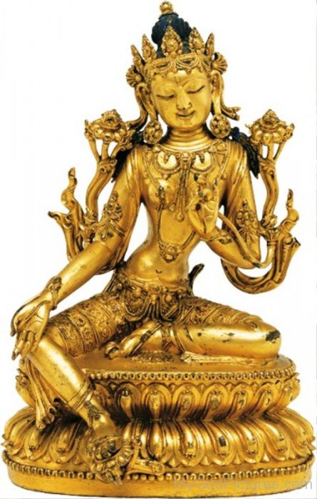 Golden Statue Of Goddess Tara-gb3418