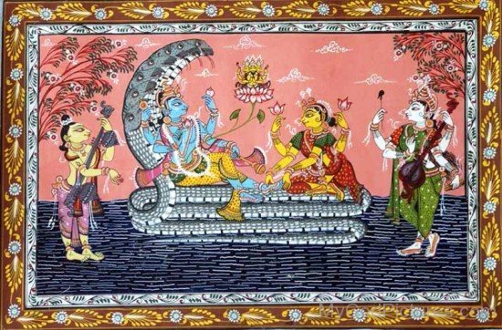 Lord Mahavishnu With Lakshmi On Sheshnag-df409