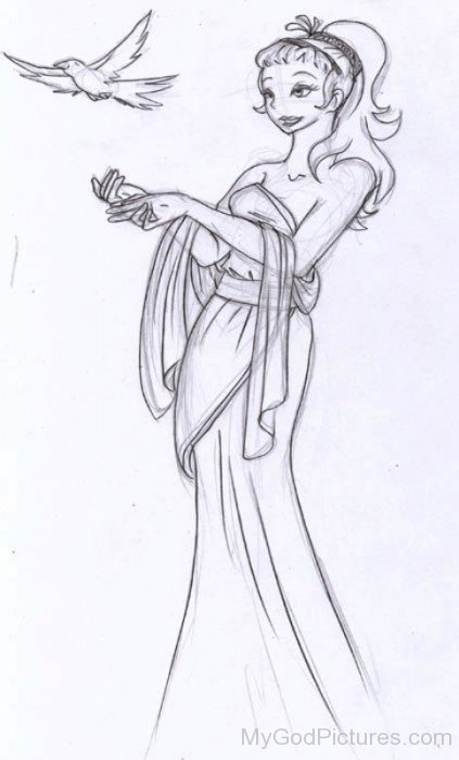 Pencil Sketch Of Aphrodite-wd409