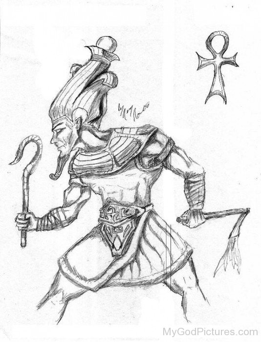 Pencil Sketch Of God Osiris-re329