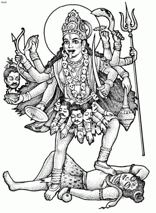 Sketch Of Goddess Mahakali-gm821
