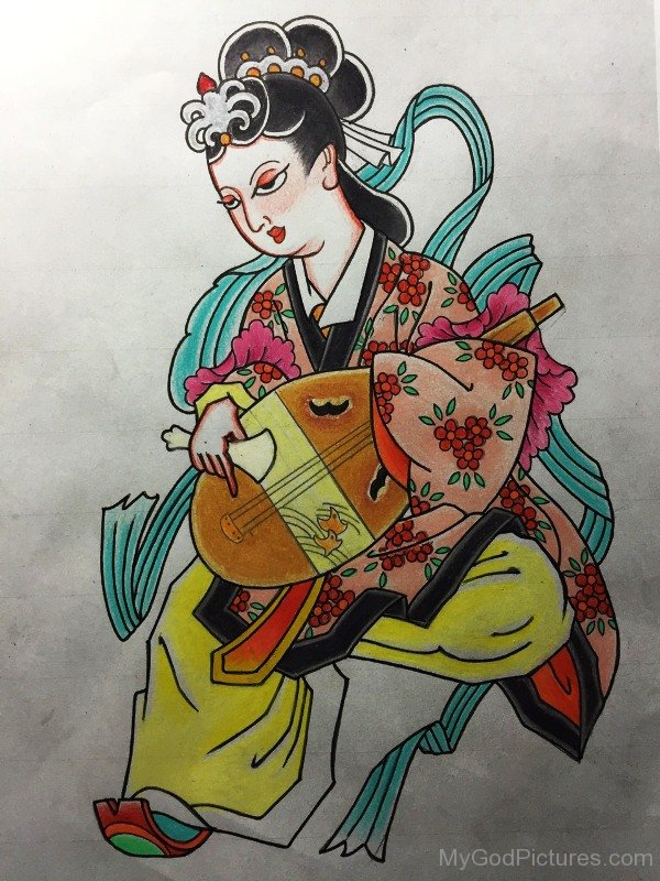 Painting Of Goddess Benzaiten-ur415