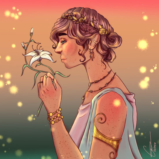 Goddess Flora Smelling Flower
